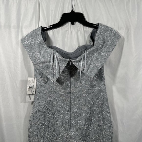 NWT $395 Aidan Mattox [ 6 ] Metallic Jacquard Off Shoulder Dress Blue Mist #Q379 - Picture 11 of 12